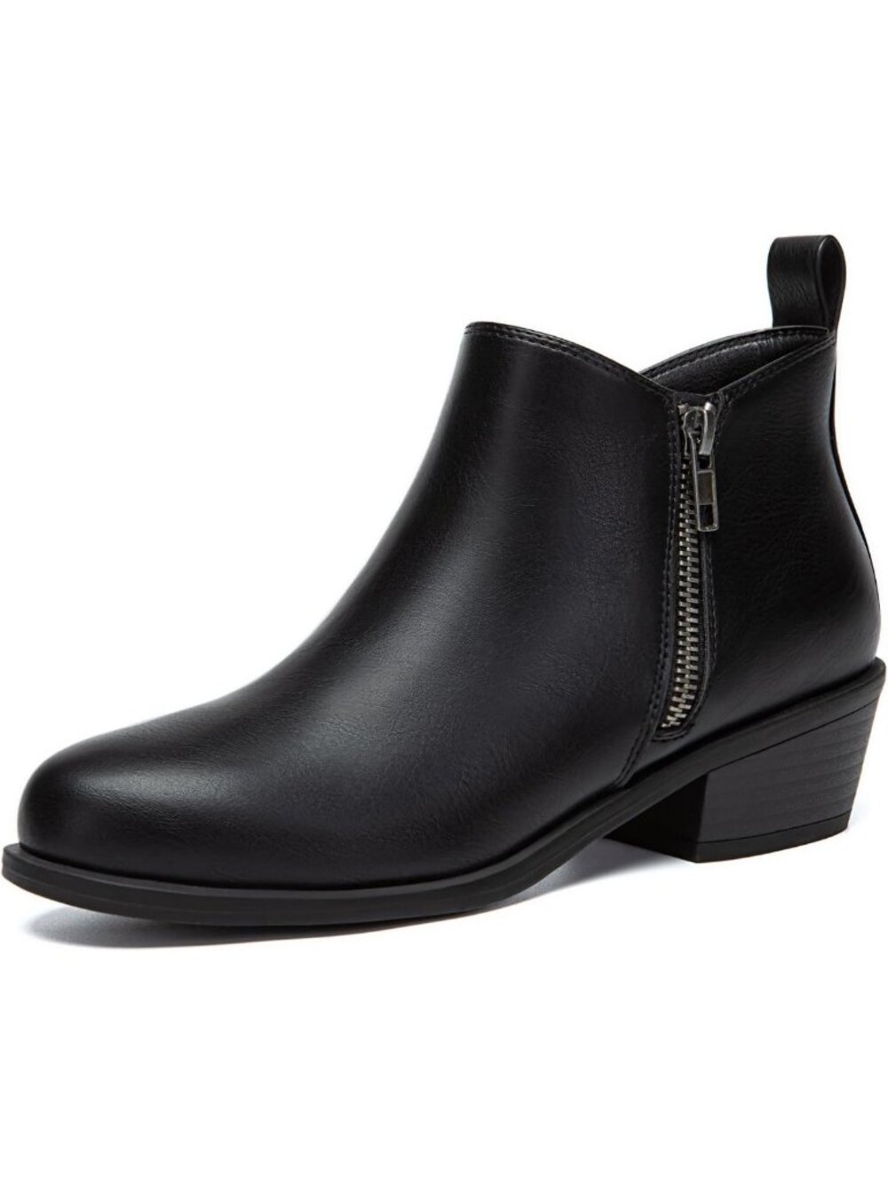 Stylish Chunky Low Heel Ankle Boots with Side Zipper for Women - Trendy Footwear